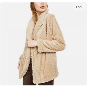 NWT Calvin Klein Chevron Faux Fur Sweater